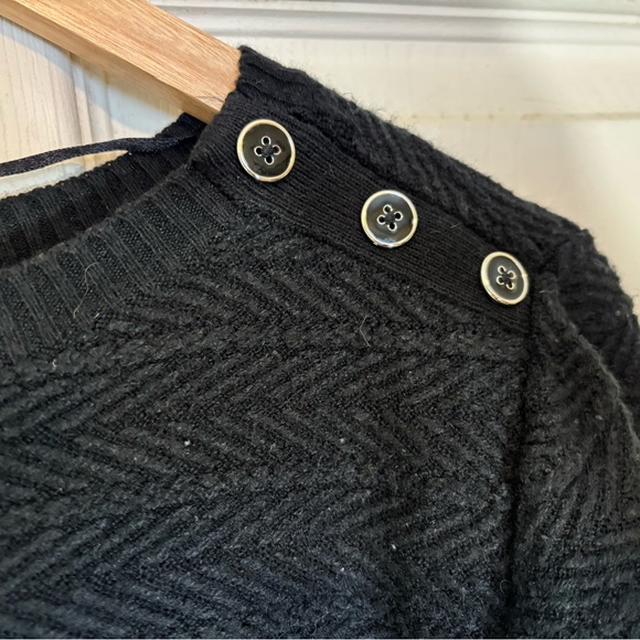 Black Textured Sweater with Button Detail - Picture 2 of 3